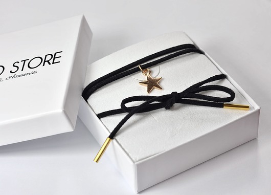 Choker wiązany ze złotą gwiazdką  ZOKO STORE