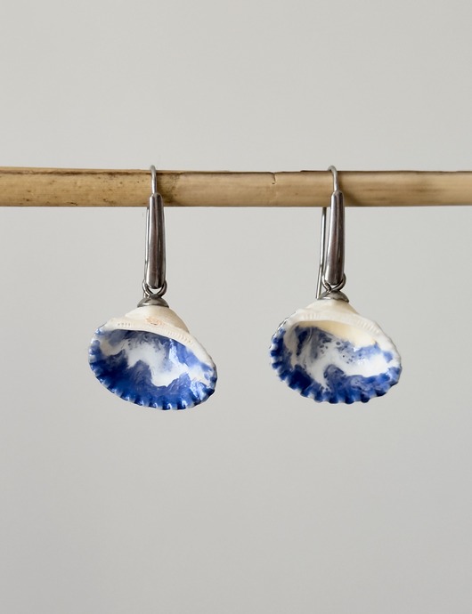 kolczyki z żywicy Kolczyki muszle, kolczyki z morzem, kolczyki ze stali nierdzewnej