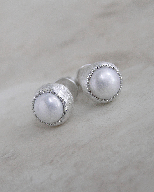kolczyki srebrne Kolczyki z perłami, srebro
