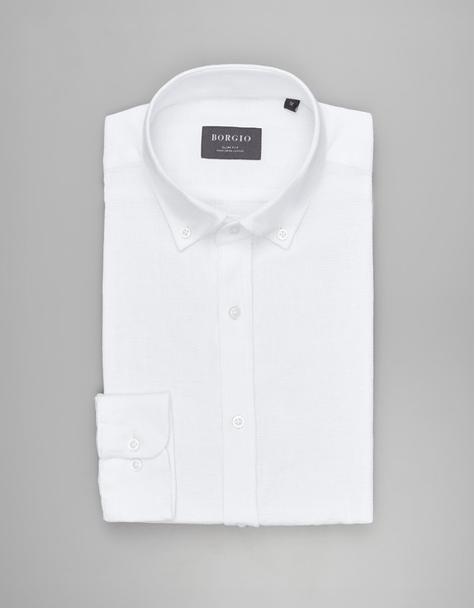 koszule męskie Koszula limido 00557 długi rękaw biały slim fit