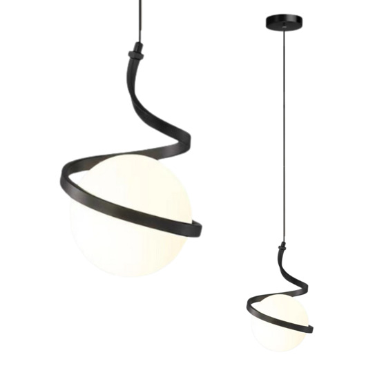 lampy wiszące Lampa wisząca zwis żyrandol lampa na sufit czarna szkło kula LED E27