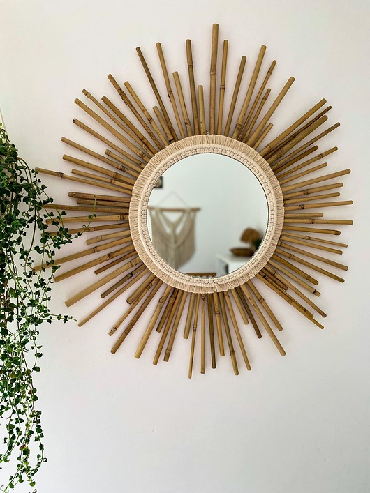 lustra stojące i wiszące Lustro bambus/makrama 80 cm