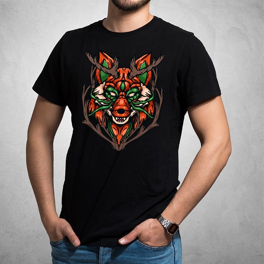 t-shirty męskie Koszulka  czarna z nadrukiem Fox head