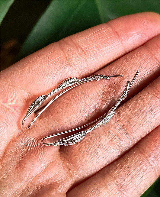 nausznice Komplet Kolczyki- nausznice Gałązka White Długie