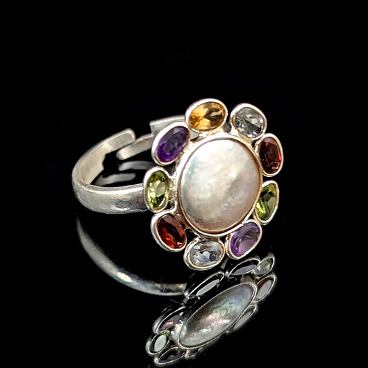 pierścionki srebrne Pierścionek mineral pearl flower