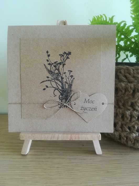 Kartka moc życzeń stempel eko Artystyczna Kartka
