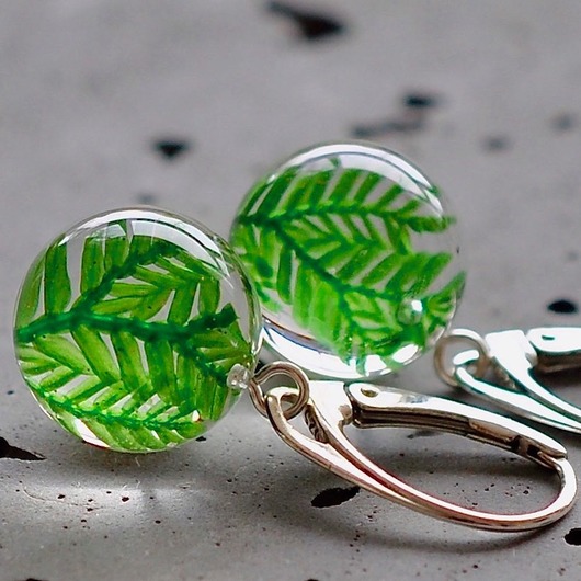 Kolczyki srebrne z paprocią Grol Jewellery
