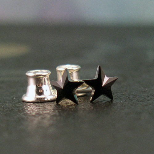 minimki - czarne gwiazdki kryształ swarovski Klejnotki Anna Zalewska