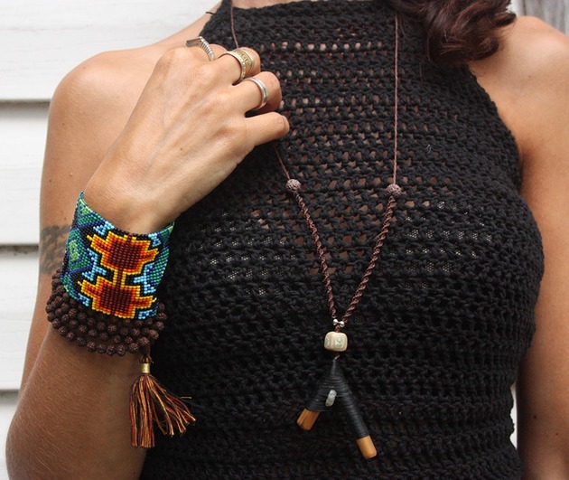 topy damskie Czarny top boho   handmade