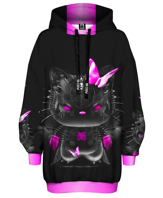bluza z kapturem damska Bluza Oversize Tunika DR.CROW Kitty Punk