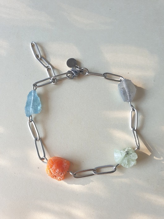 bransoletki z kamieni naturalnych Bransoletka RAW ŻYWIOŁY ,opal ognisty, phrenit, akwamaryn, labradoryt