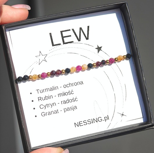 bransoletki z kamieni naturalnych LEW bransoletka zodiakalna na gumce