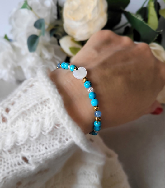 bransoletki z kamieni naturalnych WODNIK- Zodiakalna bransoletka z sercem