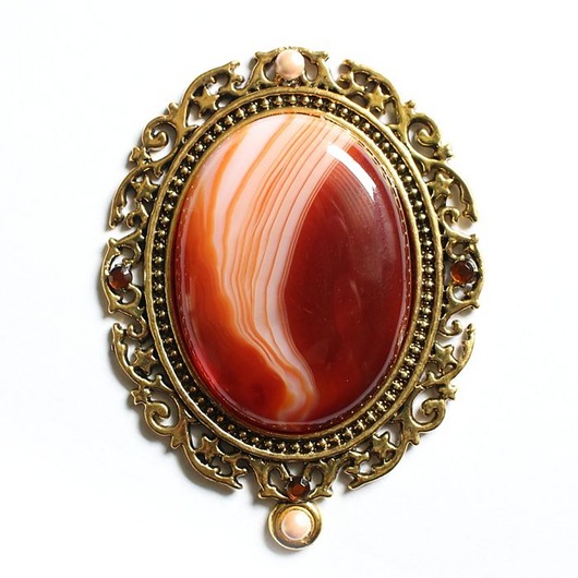 broszki UNIKAT - broszka kameliowa z agatem