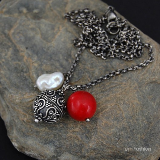 Minime - Koral, perły i srebro Bali MAREMI Jewelry