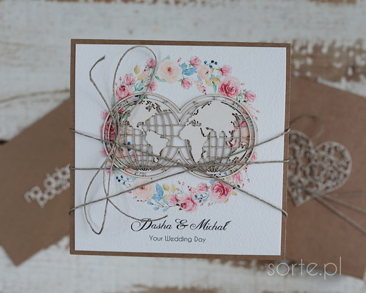 zaproszenia i kartki na ślub Kartka ślubna z personalizacją dla podróżników - Kartka ślubna