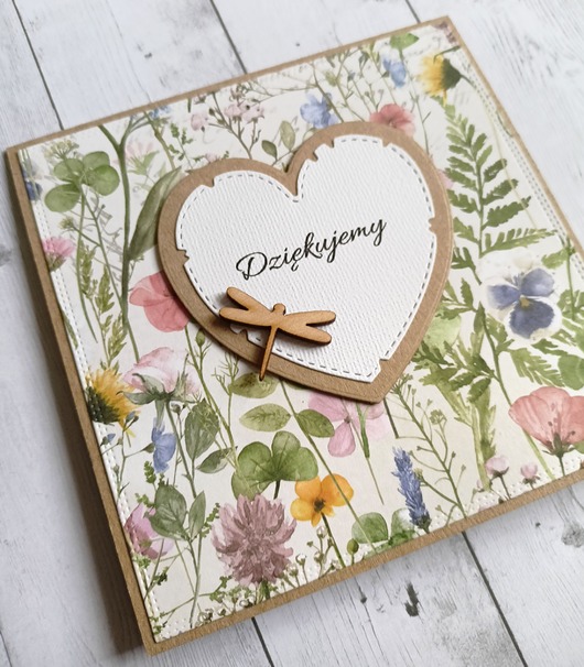 kartki scrapbooking DZIĘKUJEMY : kartka handmade :: PODZIĘKOWANIE : łąka
