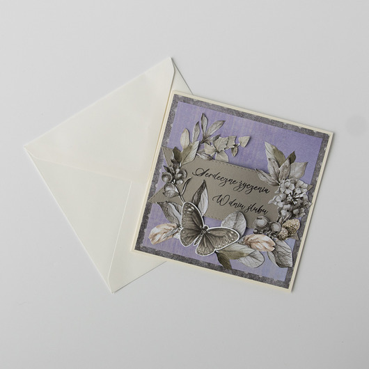 kartki scrapbooking Kartka ślubna z kopertą