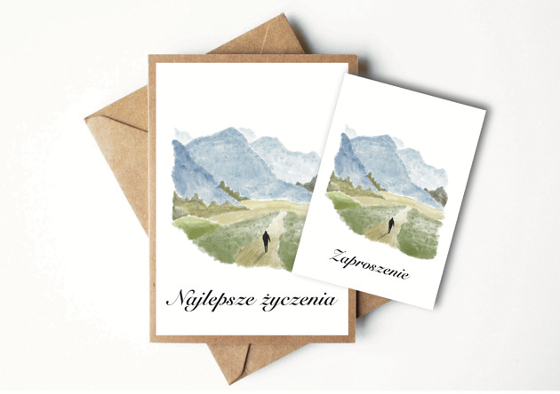 kartki scrapbooking Personalizacja - kartka dla miłośnika gór i zaproszenie