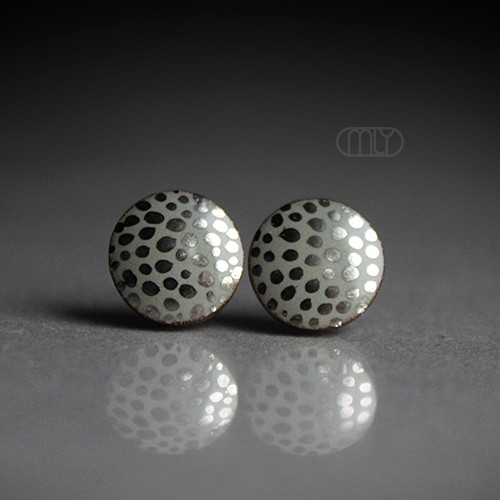 kolczyki ceramiczne Panterka 14mm /stal chirurgiczna/