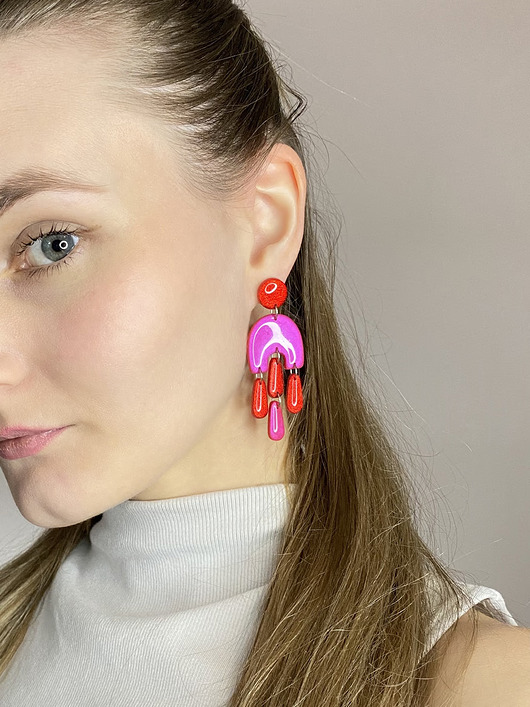 kolczyki z masy plastycznej Wiszące kolczyki meduza