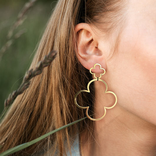 kolczyki pozłacane Kolczyki pozłacane Wiszące Kolczyki koniczynki, geometryczne