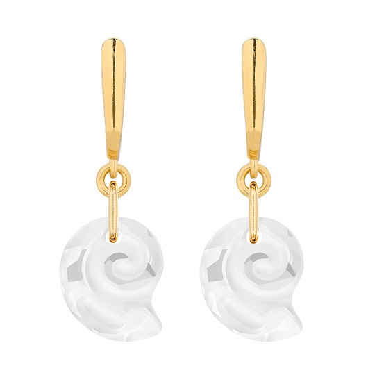 kolczyki swarovski Złote kolczyki z muszelkami SWAROVSKI CRYSTAL