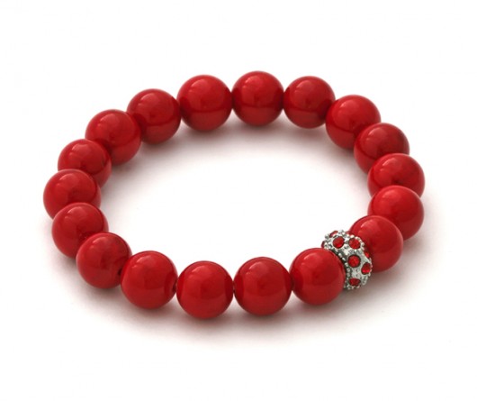 Red jade with siam crystal bead  Lavoga