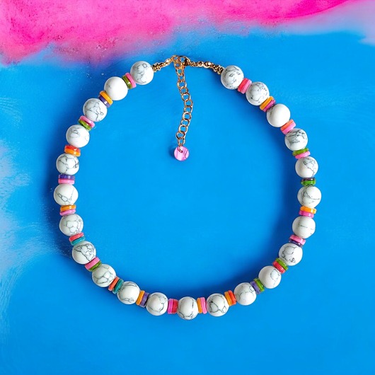 chokery HOT TREND : naszyjnik : summer collection : howlit 12mm, kolorowa muszla