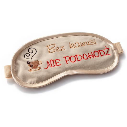 opaski na oczy OPASKA Beżowa bawełniana haftowana Bez kawusi nie podchodź PREZENT