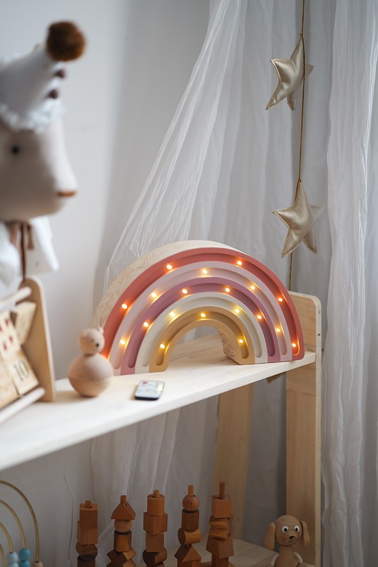 lampy do pokoju dziecka Drewniana lampka Tęcza