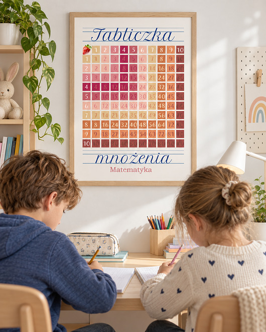 obrazy i plakaty do pokoju dziecięcego Plakat tabliczka mnożenia retro
