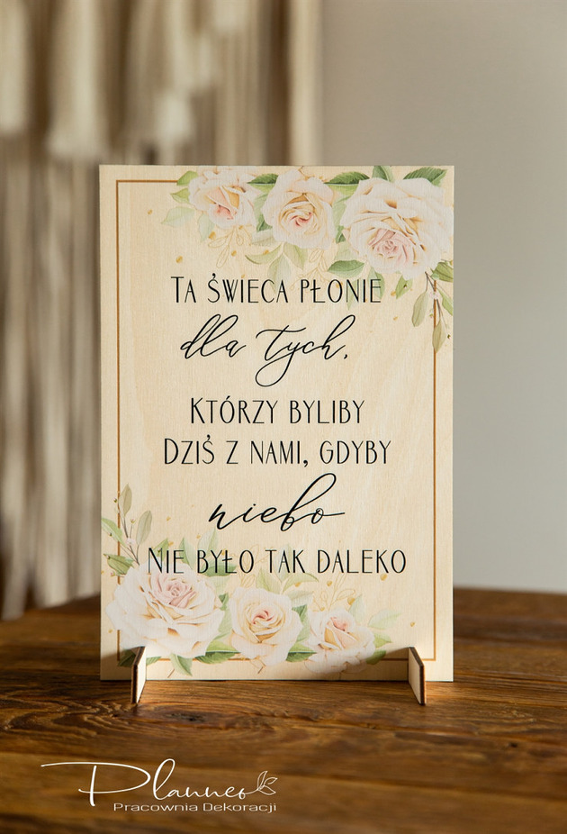 dodatki ślubne Ta świeca płonie wzór Róże