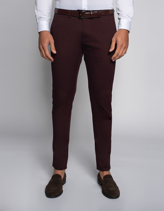 spodnie męskie Spodnie męskie Godo bordowe slim fit