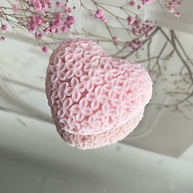 świeczniki i świece Świeca sojowa ekologiczna dekoracyjna "Flowers Heart" 70x38mm