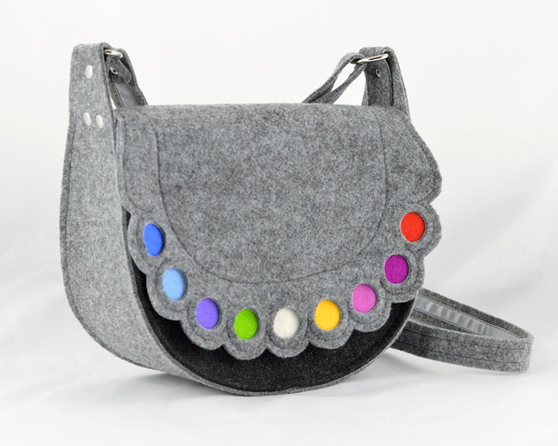 torby na ramię Kolorowa Listonoszka z filcu tęczowa