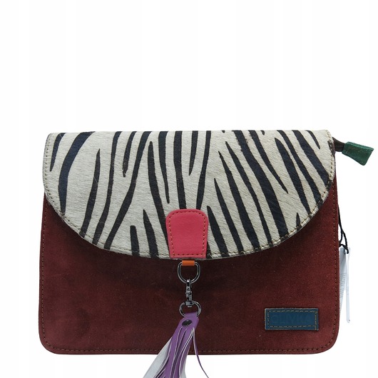 torby na ramię Torebka klasyczna damska zamszowa odpinany chwost brelok OLIVKA