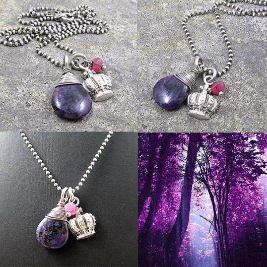 Naszyjnik >Purple satin< Marta Latawiec