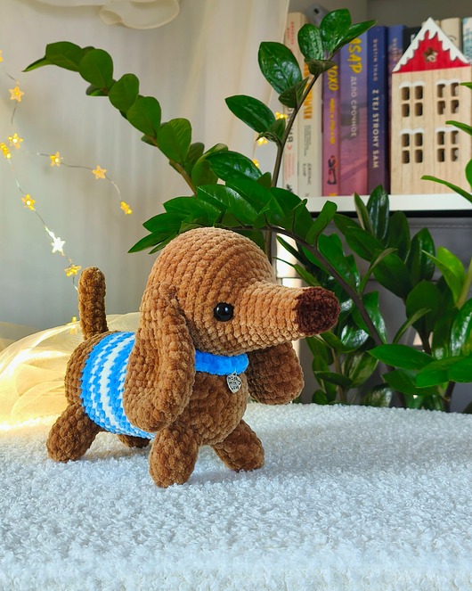 misie i maskotki Maskotka jamniczek, Piesek pluszowy, Prezent dla dziecka