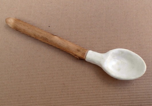 ceramiczno-drewniana łyżka jedwabie agaty