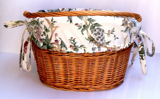 kosz rowerowy z podszewką white&flowers bajki jak z bajki