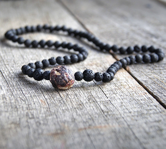 biżuteria męska Naszyjnik MĘSKI :: granat & lawa