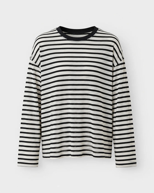 bluzki z długim rękawem damskie Longsleeve stripes black white