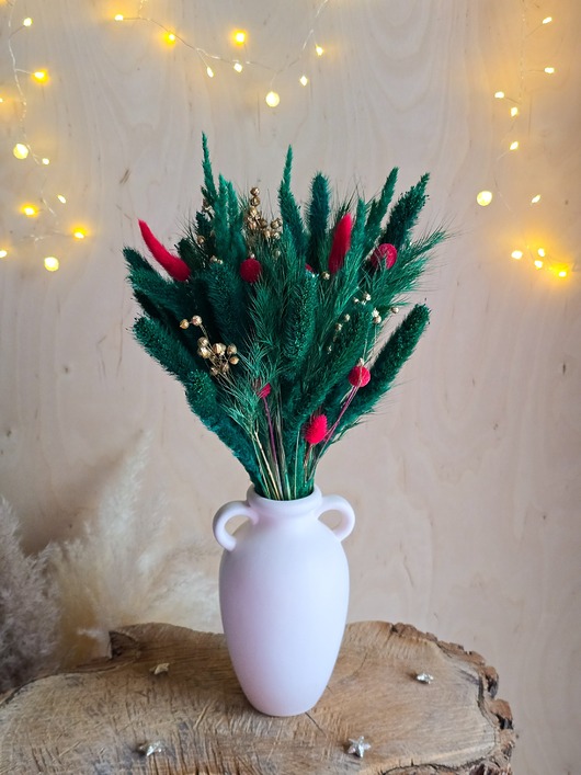dekoracje świąteczne Świąteczny bukiet na prezent - suszone kwiaty do wazonu