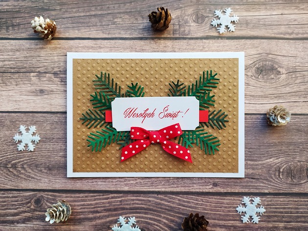 kartki świąteczne Kartka Wesołych Świąt z kokardką
