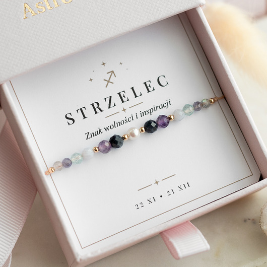 bransoletki na sznurku Strzelec z Perłą Bransoletka Znak Zodiaku Perła Zodiak dla Strzelca