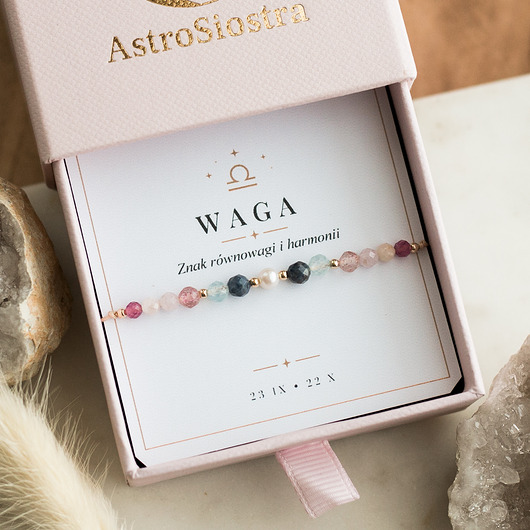 bransoletki na sznurku Waga z Perłą Bransoletka Znak Zodiaku Perła i kamienie Zodiak dla Wagi