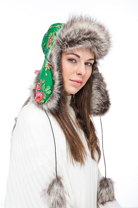 Czapka uszatka folk zielona moxos