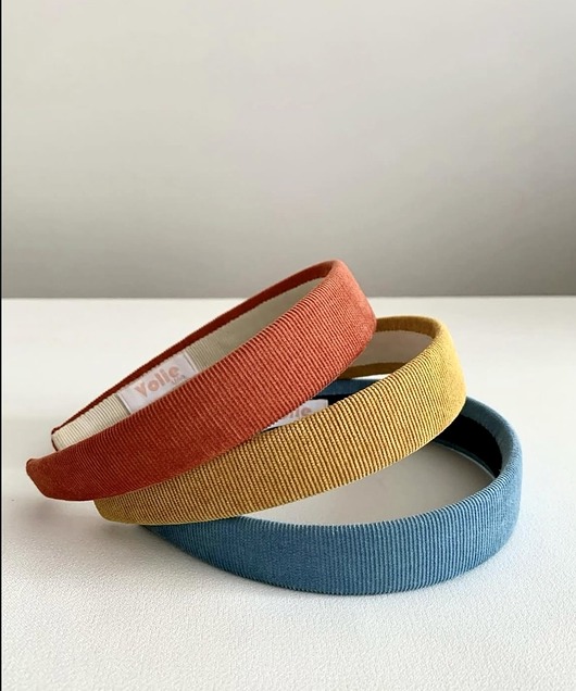 opaski do włosów Pomarańczowa sztruksowa opaska Red Orange