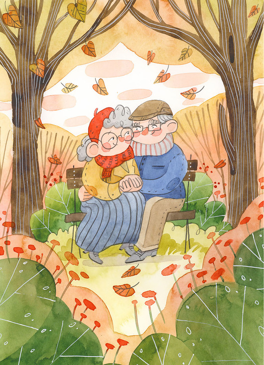 grafiki i ilustracje Dziadkowie - ilustracja oryginalna A4